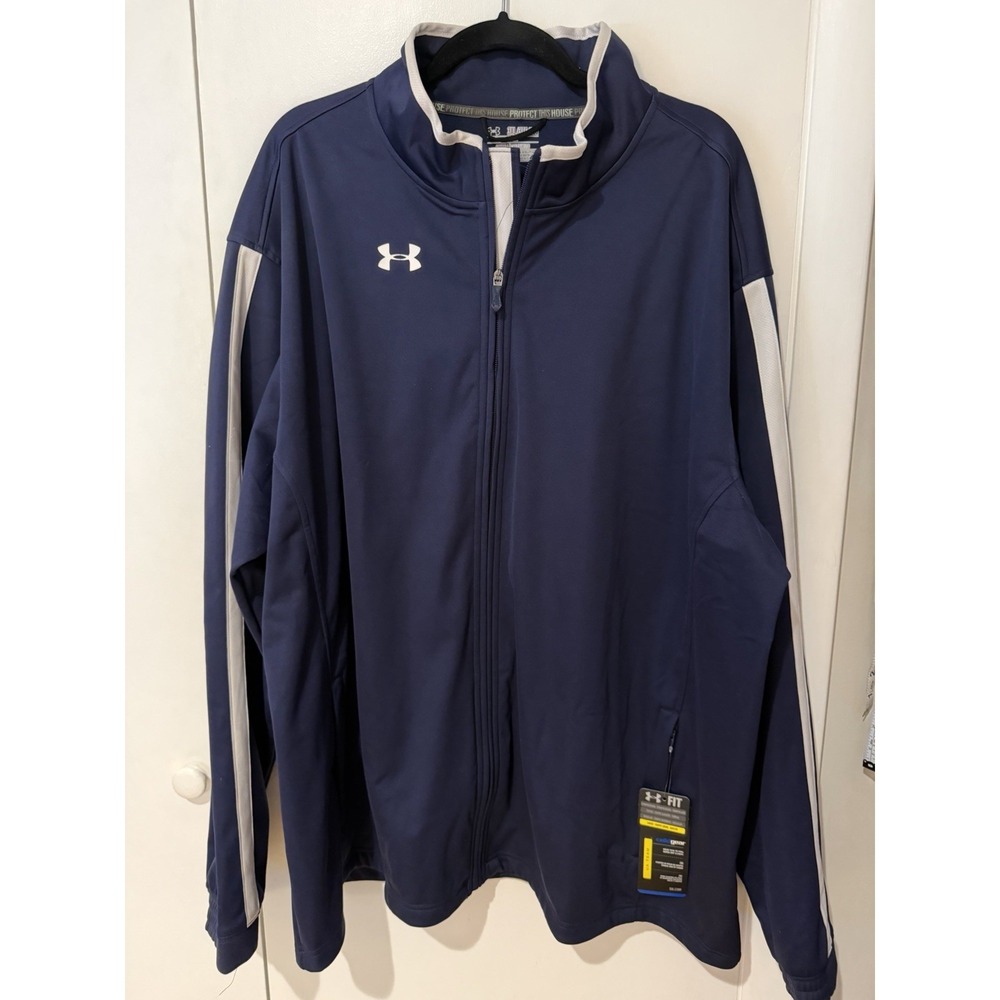 Under Armour Jacket Mens 3XL Navy Coldgear Loose Zip Track Fleece Full Zip Up